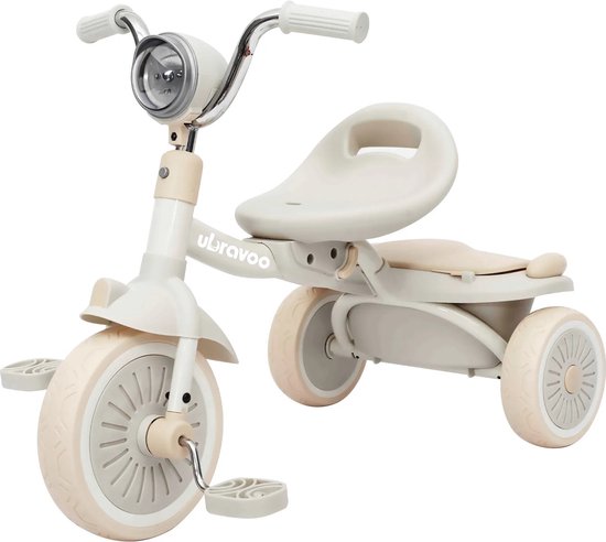 Ulbravoo® - Kinderfiets voor peuters van 1 tot 4 jaar - Driewieler - Verstelbaar - Stille Wielen- Inklapbaar - Wit van Ulbravoo