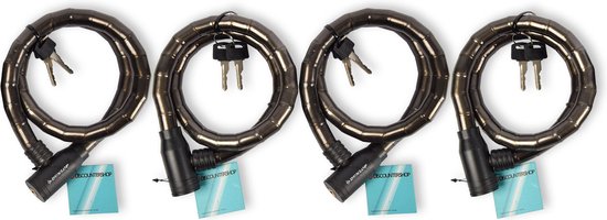 Ultieme Beveiliging: Zwarte Fietsslot Kabelslot Set - 4 Stuks, Metaal & Plastic, 80cm Lang, Fietsen & Accessoires van ProPlus