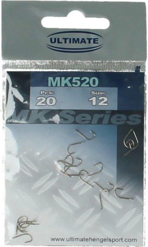 Ultimate haak met bledje maat 12 MK500 - 20 stuks - haken - vissen - voorn - brasem - voornhaak - vishaak van Ultimate