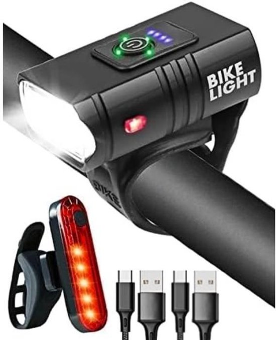 Ultraheldere fietslamp met 1600 lumen, 6 lichtstanden + 4 extra lichtstanden, USB-opladen, IPX5 waterdicht.