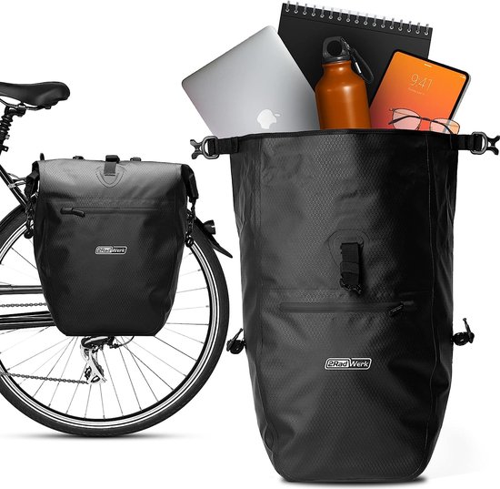 Uniseks – volwassenen 25,4 l | 100% waterdicht I met draaggreep en schouderriem I fietstas bagagedrager, bagagedragertas, fietstassen achter, 56,5 x 30 x 15 cm, zwart van VAUDE