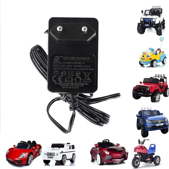 Universele 12V 1A Acculader voor Elektrische Kinderauto, Motor, Quad en ATV - Inclusief LED Statusindicator van Merkloos