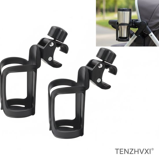 Universele Bekerhouder - Fiets Fleshouder - TENZHVXI® - Grote Diameter Ontwerp - Veilige Anti Slip Bevestiging - Verstelbare Montage Op Stuur En Zadelbuis - 2 Stuks - Geschikt Voor Racefiets Mountainbike En Stadsfiets