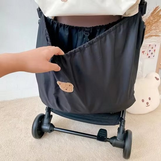 Universele Kinderwagen Boodschappentas (70x40 cm) - Hangende Buggy Organizer - Grote Boxzak - Zwart - Beertje van Universele