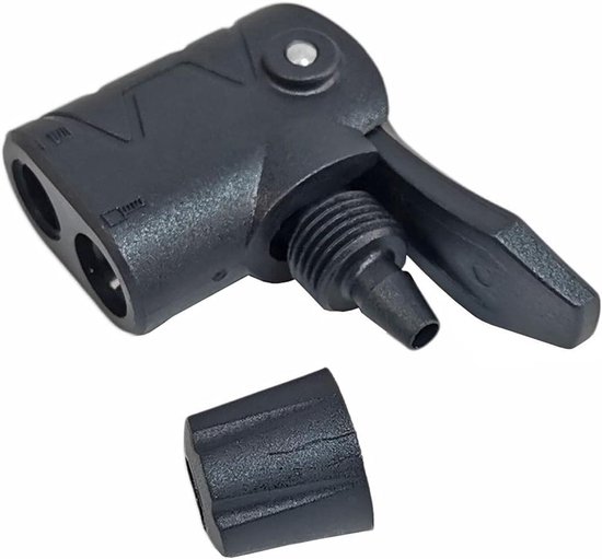 Universele Pompkop - Dubbele Ventielkop - Fietspomp Reparatie - Met Vergrendelingshendel - 7.6 x 2.9 cm - Zwart