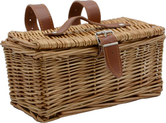 UNUS Fietskrat riet - fietsmand voor stuur - 23x12x12 cm - bruin van Merkloos