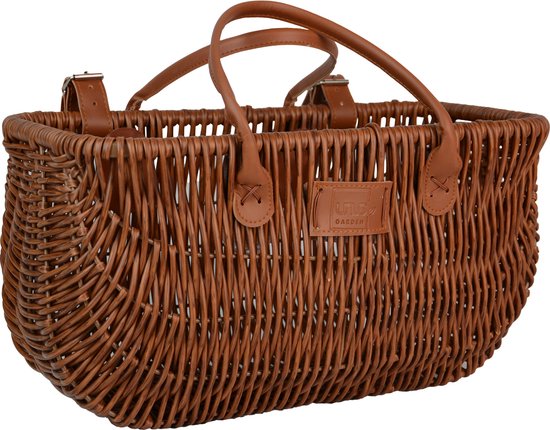UNUS® Fietsmand – met leren riemen in modern rattan-look bruin