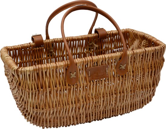 UNUS Rieten fietsmand - voorop de fiets - bruin - 40x20x20 cm van Merkloos