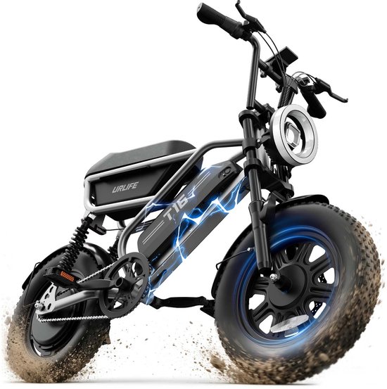 URLIFE T16 16" x 3" elektrische fiets met uitneembare 48V 13Ah-accu