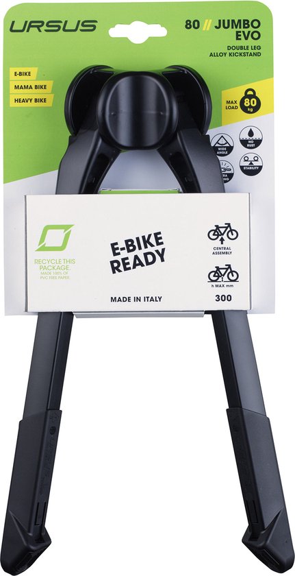 Ursus Dubbele fietsstandaard - aluminium - 275 mm - zwart - max. 80 kg belasting van Ursus