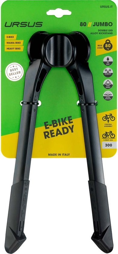 Ursus Dubbele fietsstandaard - mechanische innovatie - 300mm - zwart - maximale stabiliteit van Merkloos