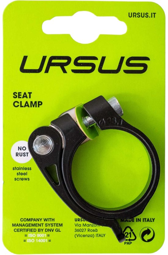 Ursus Zadelpenklem 38.1ø met hevel zwart op kaart van Ursus
