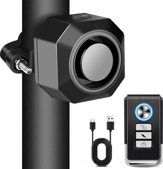 USB Oplaadbaar Draadloos Alarm voor Fiets Motorfiets 110dB Waterdicht Trilalarm Alarmsysteem - Beugels Inbegrepen Fatbike slot van Zeerkeer