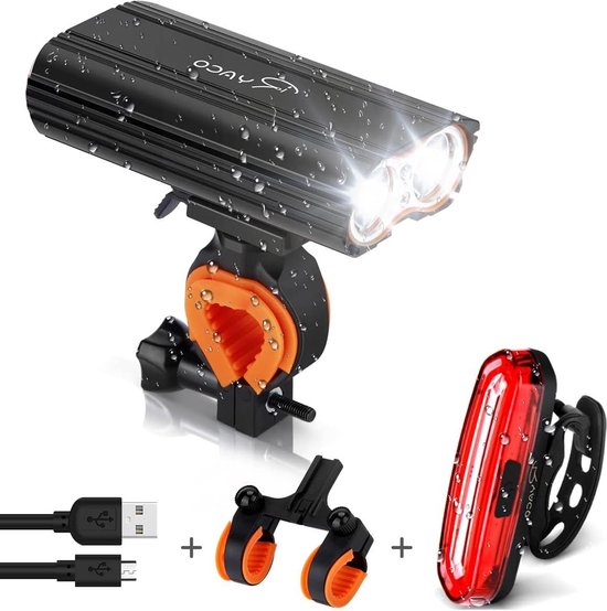 Usb Oplaadbare Fiets Koplamp Licht 2400 Lumen- Fietsverlichting Set Met 4400mah Batterij- 4 Modi- Waterdicht- Fietsen Berg- Nacht Zaklamp