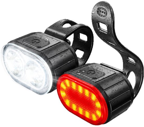 USB Oplaadbare Fietsverlichting Set - Superlichte Voor- en Achterlamp met 4+6 Lichtmodi, IPX6 Waterdicht voor Nachtelijk Fietsen, Wandelen en Noodverlichting