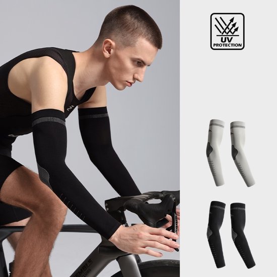 UV Beschermende Armstukken – Stretch Compressiemouwen voor Fietsen en Outdoor Sport – One Size, Ademend, Unisex - Zwart