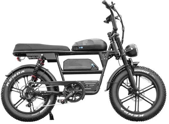 V20 EB30 Dubbele Accu - Elektrische Fatbike - 20 inch - 250W motor - Actieradius tot 120 km - 7 versnellingen - Hydraulische schijfremmen - Zwart
