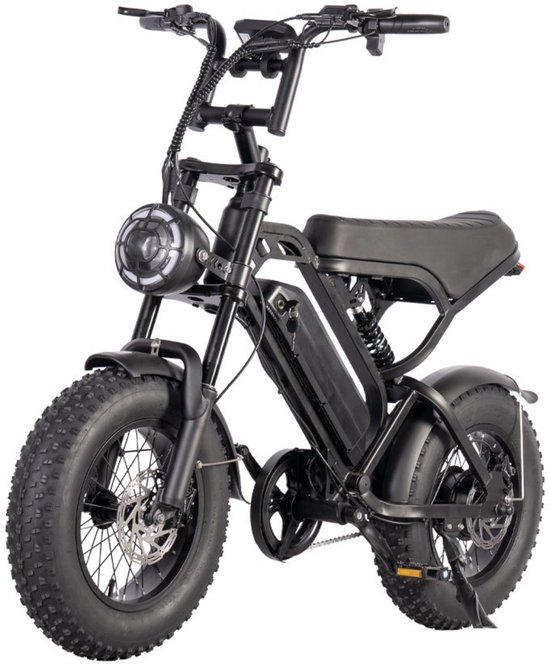 V20 Mini Fatbike – Elektrische Fatbike 2025 – 16 Inch – Legaal op de weg – 50 km Actieradius - Niet opvoerbaar – Hydraulische remmen – Alarm – 2 Jaar Garantie - Zwart van Virtoffice
