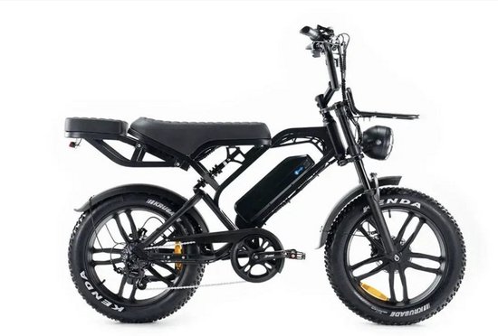 V20 Pro 2025| Elektrische Fatbike | 250W | Zwart | E-Bike | met voorrek | Hydraulische remmen | met achterzitje | 90% voor gemonteerd