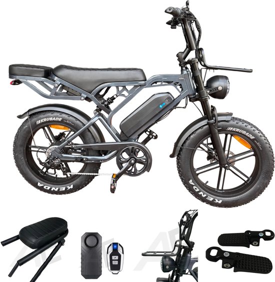 V20 Pro Fatbike Donker Grijs 2025 – Elektrische Fatbike – Hydraulische Remmen – 48V 15Ah van Merkloos