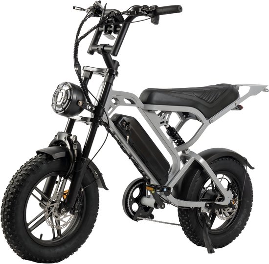 V20 Pro Mini Fatbike – Elektrische Fatbike 2025 – 16 Inch – Hydraulische remmen – Alarm - Nardo Grey - Afneembaar bagagerek van Virtoz.