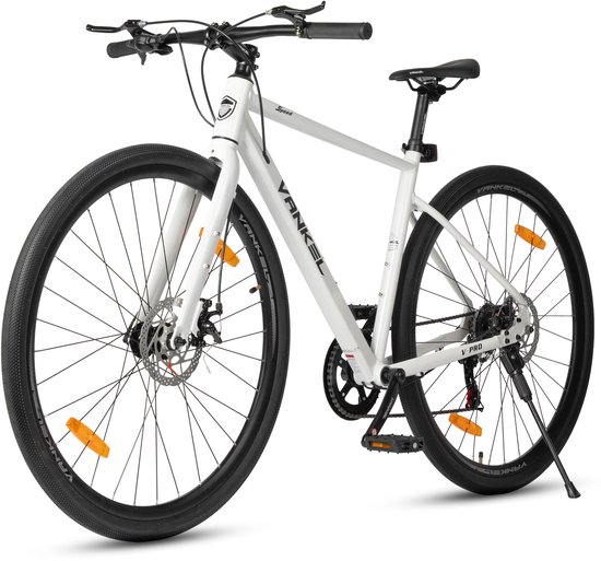 VANKEL 700C Racefiets - 28 inch - SHIMANO Versnelling - Licht Aluminium - Dubbele Schijfrem - Hoge Stijfheid Voorvork - Stad en Sport - Frame 48 cm - Wit van Merkloos