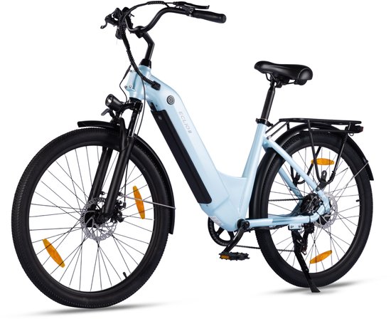 Vankel C03 Elektrische Fiets - 26 inch Lage Instap - 36V 655Wh Accu - 80 km Actieradius - Shimano 7 Versnellingen -Blauw van VANKEL