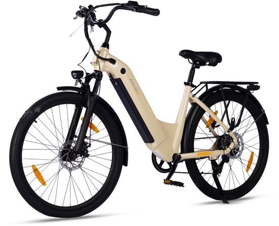Vankel C03 Elektrische Fiets - 26 inch Lage Instap - 36V 655Wh Accu - 80 km Actieradius - Shimano 7 Versnellingen -Geel
