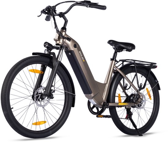 Vankel C03 Elektrische Stadsfiets - Lage Instap - 26 inch Banden - 250W Motor - Shimano 7 Versnellingen - Goud