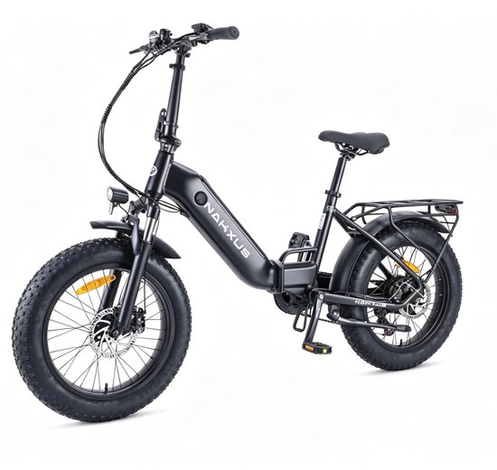 Vankel Elektrische Vouwfiets - 20 inch Fatbike banden - 36V 522Wh uitneembare accu - tot 70 km actieradius - 250W motor - Shimano 7 versnellingen - LCD display - Zwart