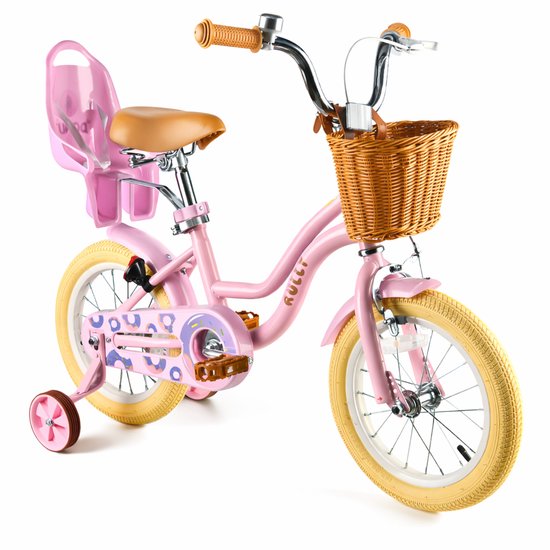 Vankel Kinderfiets 14 Inch – Met Steunwielen – Terugtraprem en Velgrem – Sterk Stalen Frame – Volledig Gesloten Kettingkast – Afneembare Fietsmand – Verstelbaar Zadel – Antislip Banden – Geschikt voor 2-4 Jaar – Duurzame Kinderfiets– Roze