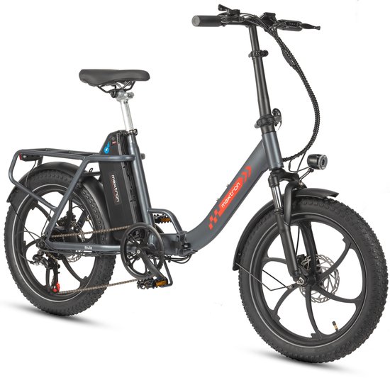 vankel MULE Elektrische Fiets – Opvouwbare E-bike – 960Wh Lithium Accu – Actieradius tot 70 km – 20×3.0 inch Banden – 7 Versnellingen – Mechanische Schijfremmen – Stadsfiets – Max. Belastbaar tot 120 kg – Grijs van VANKEL