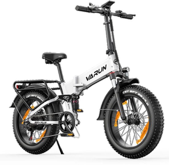 VARUN S20-1 PLUS E-bike - 25 km/u - 20inch dikke banden - 60km actieradius - Shimano 7-speed - 250W motor - 48V13Ah accu - 55 N·m - dubbele schijfremmen - aluminium frame - zwart