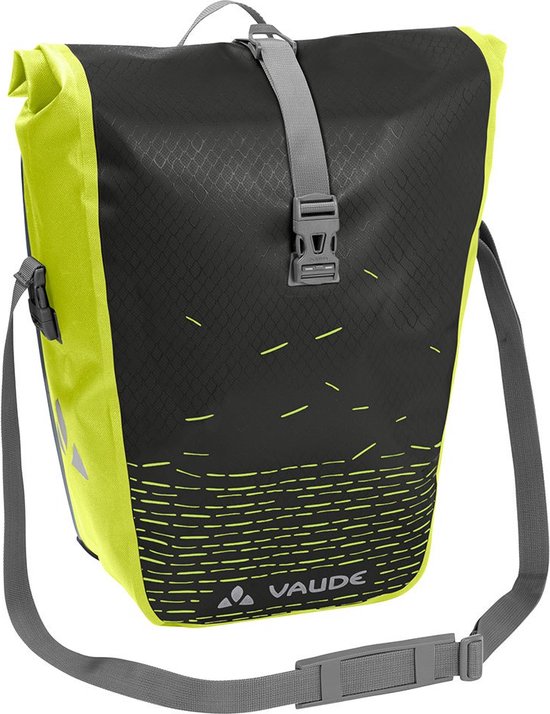 VAUDE - Aqua Back Print Single - Black/bright green - Fietstas Achter - van Vaude