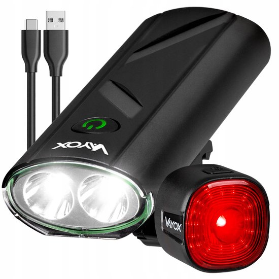 Vayox Fietsverlichting LED Voor & Achter - USB-C oplaadbaar - waterdicht IPX6