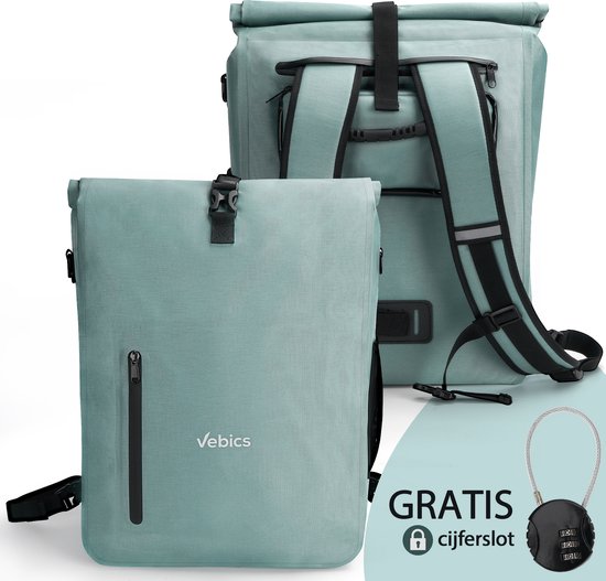 Vebics 3-in-1 Fietstas Enkel - Waterdicht - Roll-top - Pakaftas - Fietsrugzak - Schoudertas - Blauw van Vebics