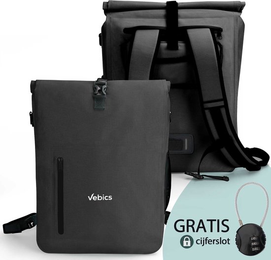 Vebics 3-in-1 Fietstas Enkel - Waterdicht - Roll-top - Pakaftas - Fietsrugzak - Schoudertas van Vebics