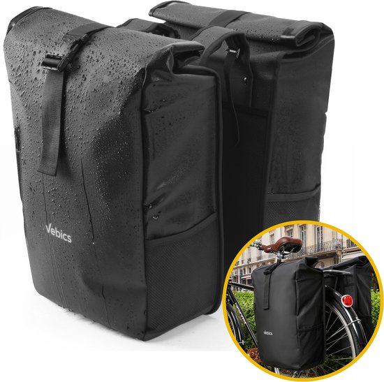 Vebics Dubbele Fietstas - 100% Waterdicht - Zwart van Merkloos