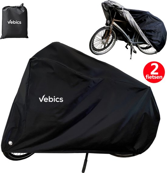Vebics Fietshoes voor 2 Fietsen - Waterdicht - Fietsbeschermhoes - Elektrische fiets - Stalling - Fietsbeschermhoes voor 2 fietsen - Zwart van Vebics