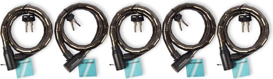 Veilig Op Weg: Zwarte Fietsslot Kabelslot Set - 5 Stuks, Metaal & Plastic, 80cm Lang, Fietsen & Accessoires van Merkloos