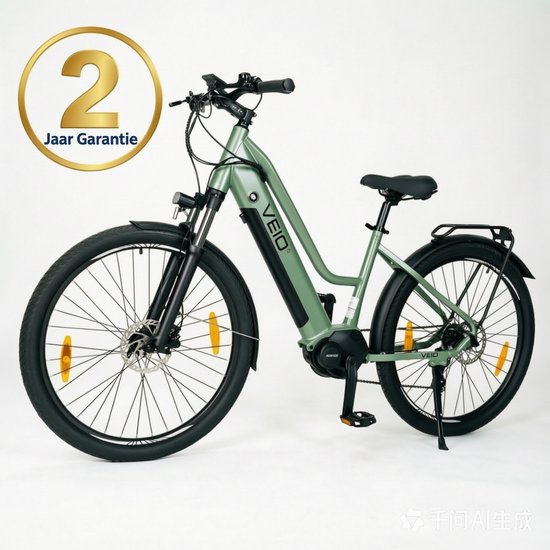 Veio Y1 ST Elektrische Stadsfiets – 150 km Actieradius, 250W Middenmotor, 522Wh Accu, Hydraulische Vering, 27,5", Groen