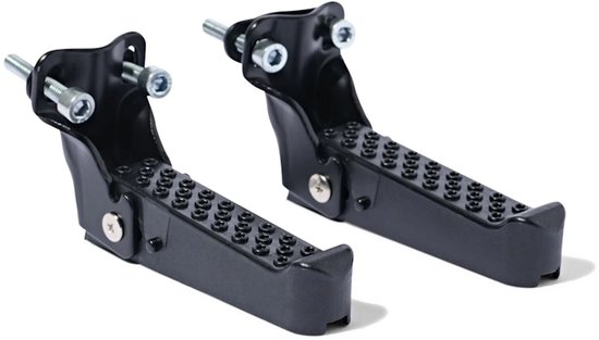 Velo Inklapbare Voetsteunen Zwart - Set van 2 - Voor Bagagedrager Fiets - Kinder Voetsteunen met Anti-Slip - Kunststof met Stalen Beugel - Inclusief Bevestigingsmateriaal van Velo