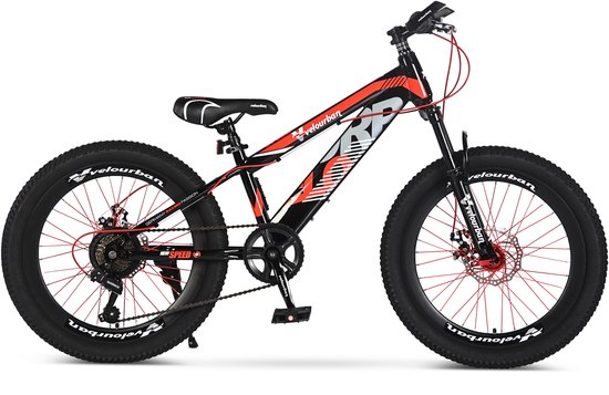 Velo Urban 22 Inch Kinder Mountainbike – 7-speed Shimano – Schijfremmen – Rood & Zwart van Velo
