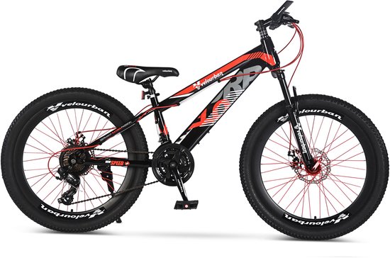 Velo Urban 24 Inch Kinder Mountainbike – 21-speed Shimano – Schijfremmen – Rood & Zwart van Velo