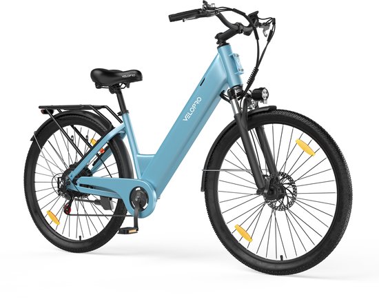 Velopro C1 Elektrische Fiets 36V 250W-13Ah Accu, 27.5 inch- 7 Versnellingen-LCD Display- Voorvering- Alleen Trapondersteuning-Blau