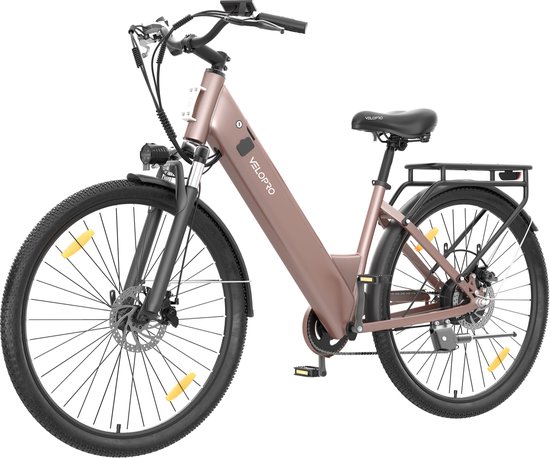 Velopro C1 Elektrische Fiets 36V 250W-13Ah Accu, 27.5 inch- 7 Versnellingen-LCD Display- Voorvering- Alleen Trapondersteuning-Rosa