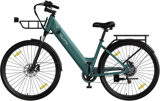 VELOPRO C1 Pro Elektrische Fiets - 250W Motor - 36V18Ah Accu - 28x1.95" Banden - Max Snelheid 25km/u - Max Bereik 80-100km - Shimano 7-Snelheden - blauw