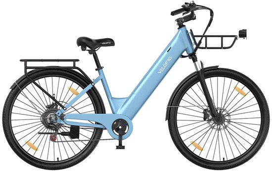 VELOPRO C1 Pro Elektrische Fiets - 250W Motor - 36V18Ah Accu - 28x1.95" Banden - Max Snelheid 25km/u - Max Bereik 80-100km - Shimano 7-Snelheden - lichtblauw