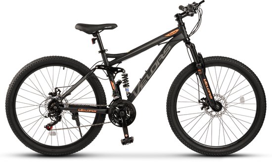 Velors 26 Inch Mountainbike - Volledige Vering & 21 Versnellingen (Shimano) - Dual Disc Brakes - Voor 150-185 cm van Velors