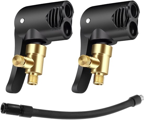 Ventiel Adapter Set - Slang en Stekker - Banden Oppompen - 2-in-1 Mondstuk - 2 stuks - Zilver